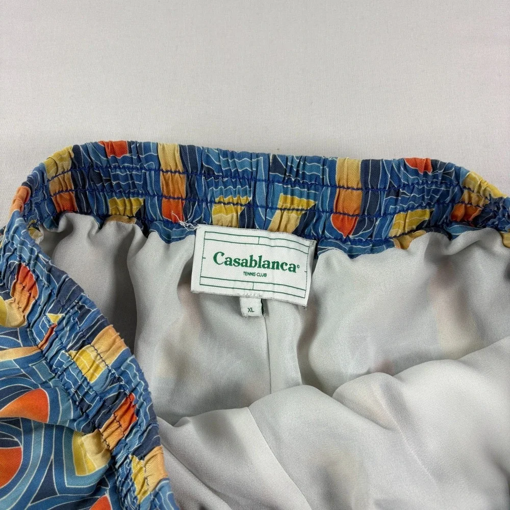 Casablanca Tennis Club Shorts‎ Mens XL Blue Silk Stretch Casual Italy Made